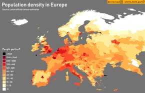 Densidad de población en Europa